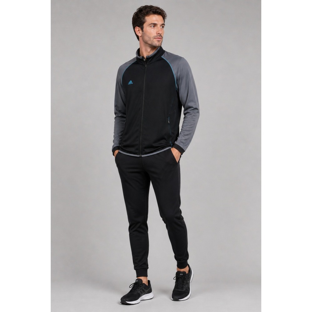 Adidas ClimaWarm Full-Zip Jacket Mens XL Black‎ Gray Polyester Zip Pockets